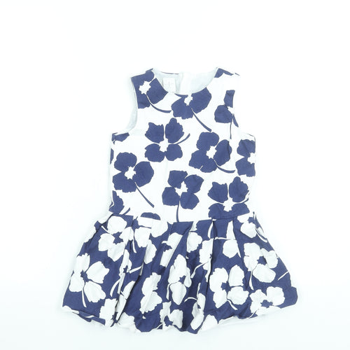 Jasper Conran Girls Blue Floral Fit & Flare Sleeveless Dress Age 3-4 Years