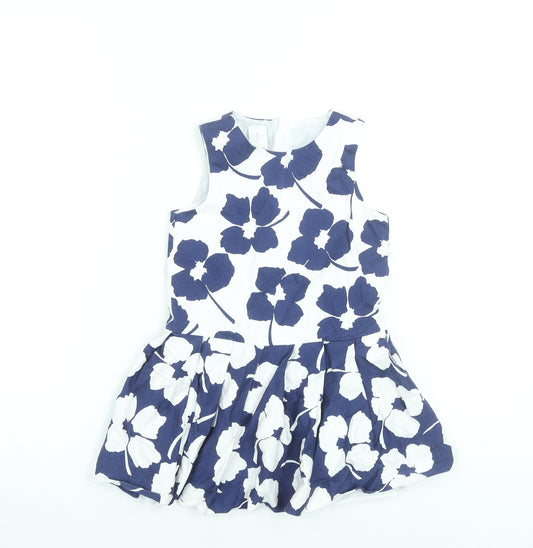 Jasper Conran Girls Blue Floral Fit & Flare Sleeveless Dress Age 3-4 Years