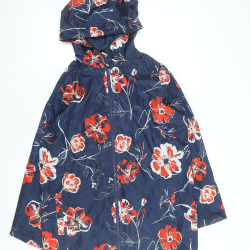 Savida for Dunnes Stores Womens Blue Floral Hooded Rain Jacket M