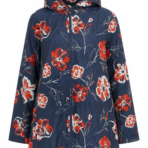 Savida for Dunnes Stores Womens Blue Floral Hooded Rain Jacket M