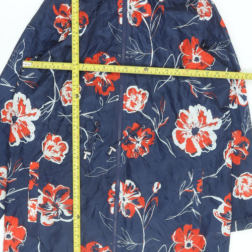 Savida for Dunnes Stores Womens Blue Floral Hooded Rain Jacket M