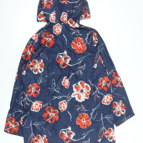 Savida for Dunnes Stores Womens Blue Floral Hooded Rain Jacket M