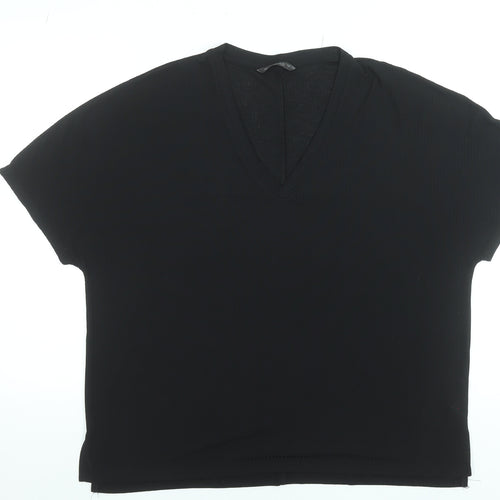 Dunnes Stores Women’s Black V-Neck Short Sleeve Basic T-Shirt Size L