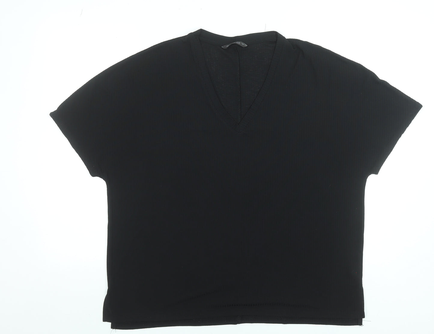 Dunnes Stores Women’s Black V-Neck Short Sleeve Basic T-Shirt Size L