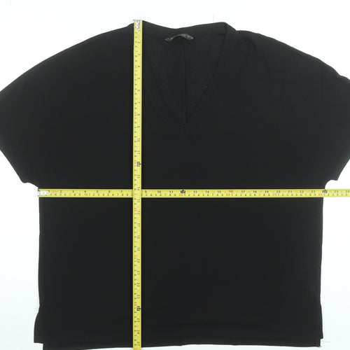 Dunnes Stores Women’s Black V-Neck Short Sleeve Basic T-Shirt Size L