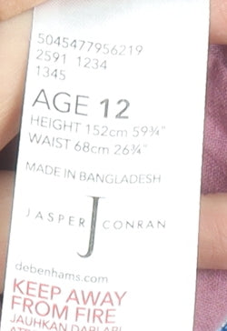 Jasper Conran Boys Pink Chino Shorts Age 12 Regular Fit Cotton Blend