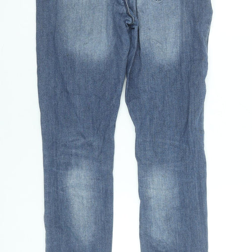 ONLY Women's Blue Skinny Stretch Jeans Size 12 Mid Rise Distressed