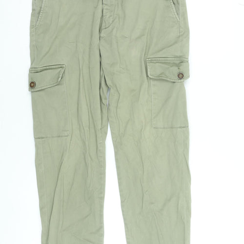 Jack & Jones Men's Green Cargo Trousers Size 33W 32L Slim Fit Cotton