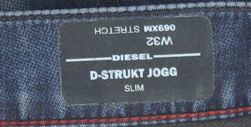 Diesel D-Strukt Jogg Slim Blue Men's Jeans W32 Straight Fit Cotton Blend