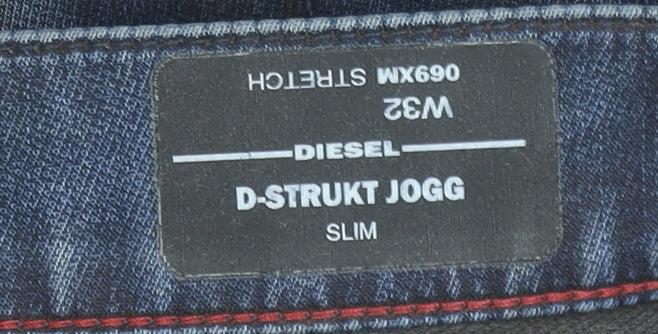 Diesel D-Strukt Jogg Slim Blue Men's Jeans W32 Straight Fit Cotton Blend