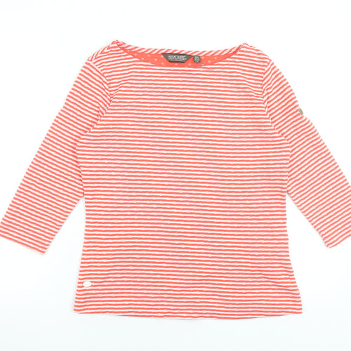 Regatta Women's Red Stripe 3/4 Sleeve Boat Neck T-Shirt Size 10