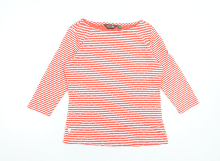 Regatta Women's Red Stripe 3/4 Sleeve Boat Neck T-Shirt Size 10