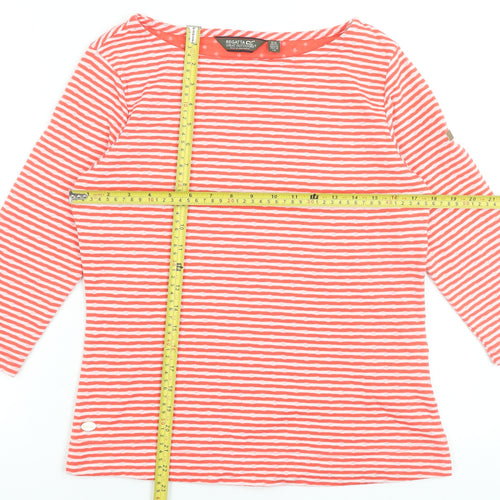 Regatta Women's Red Stripe 3/4 Sleeve Boat Neck T-Shirt Size 10