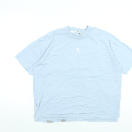 Calvin Klein Jeans Womens Blue Cotton Relaxed T-Shirt Size S
