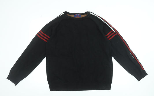 Urban Studio Men’s Black 2XL Pullover Jumper with Red Stripes