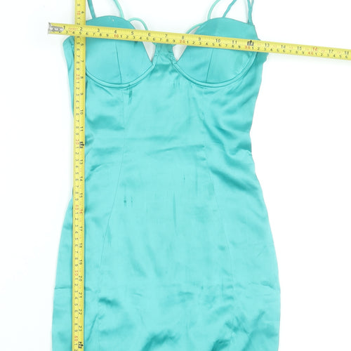 Oh Polly Women Blue Size 4 Bodycon Short Dress