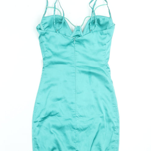 Oh Polly Women Blue Size 4 Bodycon Short Dress