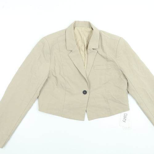 Dazy Women’s Beige Cropped Blazer Jacket Size M