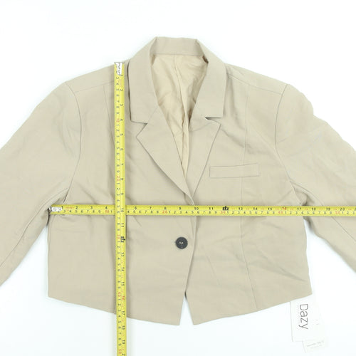 Dazy Women’s Beige Cropped Blazer Jacket Size M