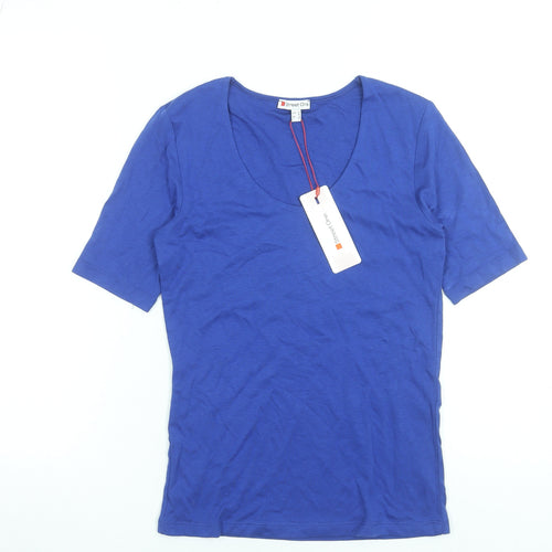 Street One Women's Blue Short Sleeve Cotton Modal T-Shirt Size 8
