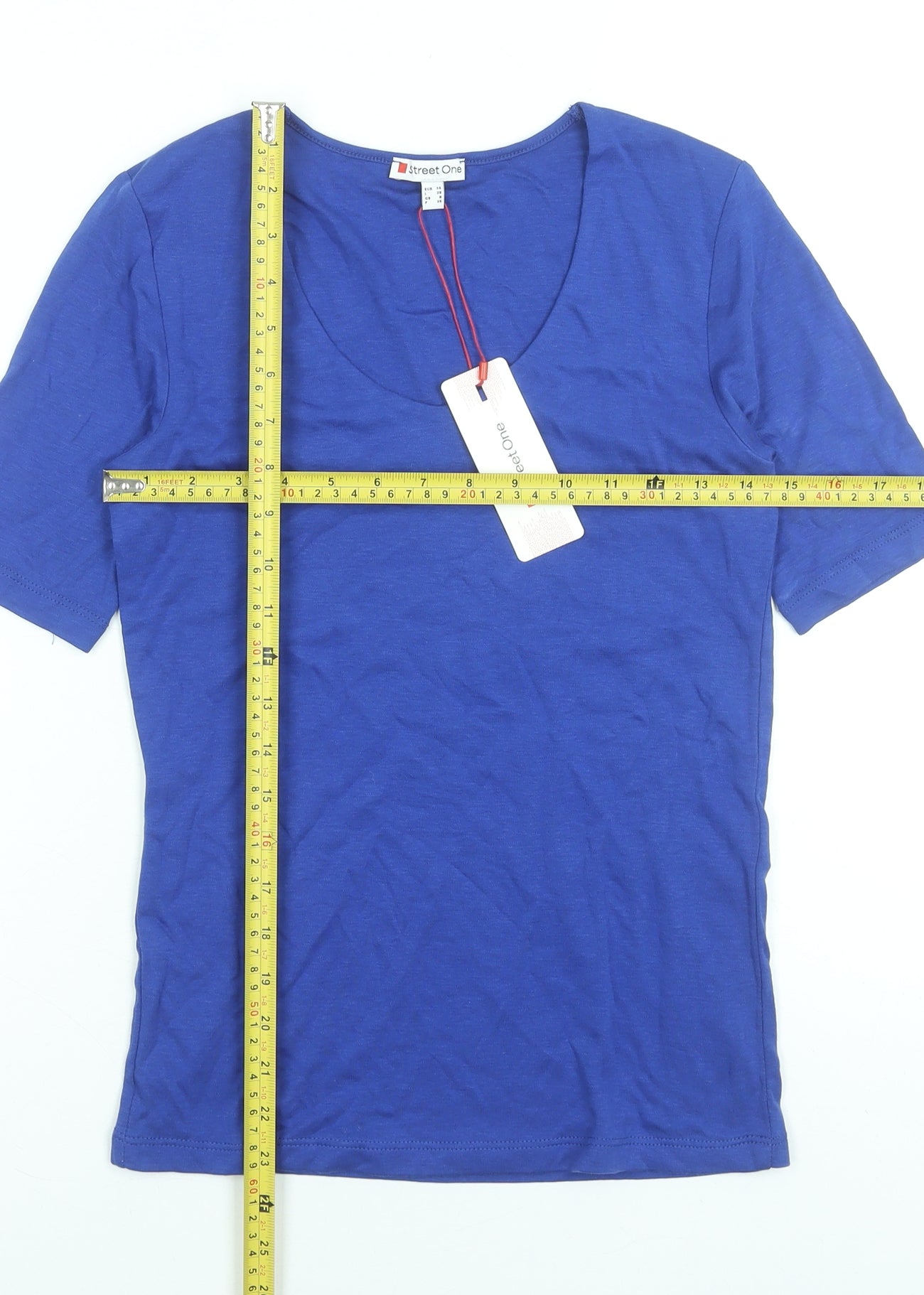 Street One Women's Blue Short Sleeve Cotton Modal T-Shirt Size 8