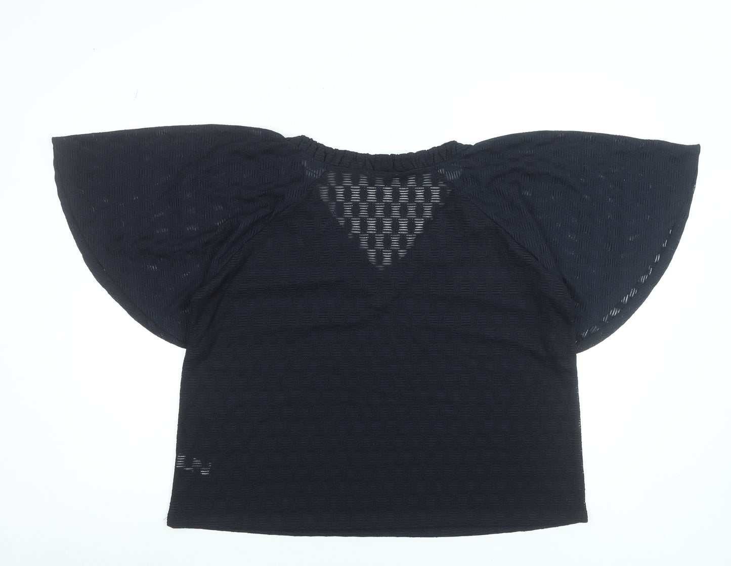 Gallery Women's Navy Blue V-Neck Flutter Sleeve Tunic Blouse Size L