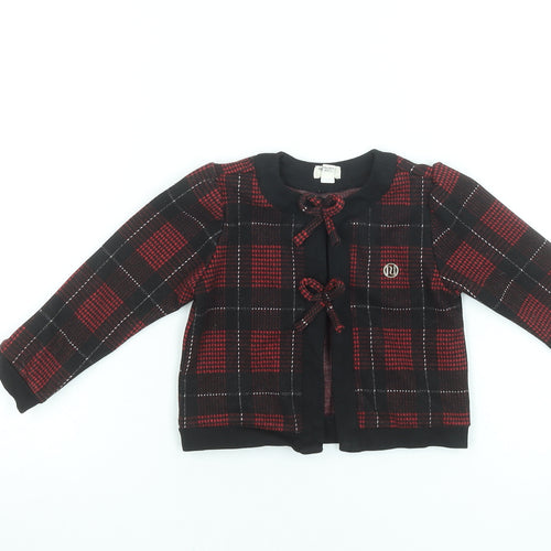 River Island Mini Red & Black Check Knit Cardigan 12-18 Months