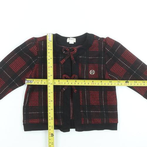 River Island Mini Red & Black Check Knit Cardigan 12-18 Months