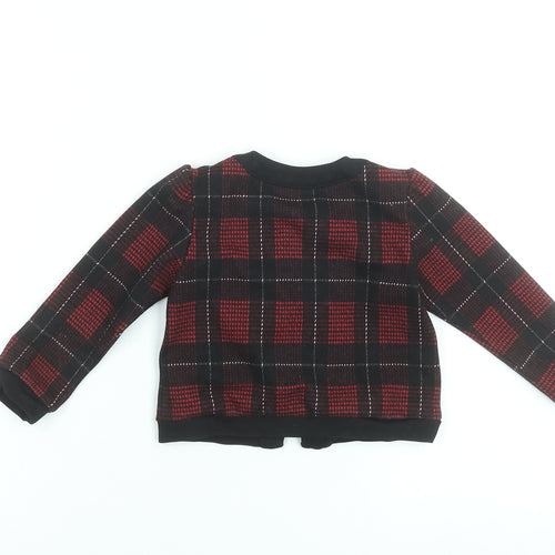 River Island Mini Red & Black Check Knit Cardigan 12-18 Months