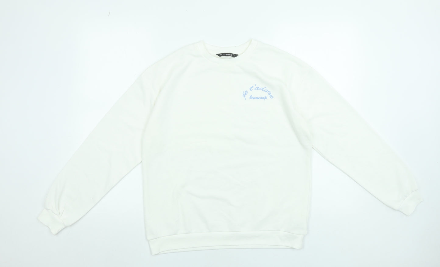 Dunnes Stores Women White Embroidered Pullover Sweatshirt Small