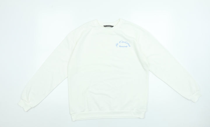 Dunnes Stores Women White Embroidered Pullover Sweatshirt Small