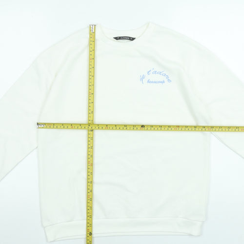 Dunnes Stores Women White Embroidered Pullover Sweatshirt Small