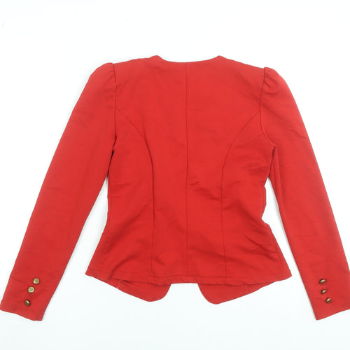 Lefon Womens Red Slim Fit Cotton Blend Blazer Size 10