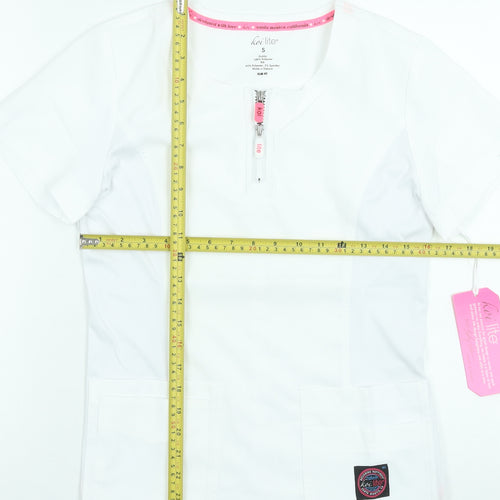 Koi Lite Women's White Slim Fit Zip T-Shirt Workwear Top S