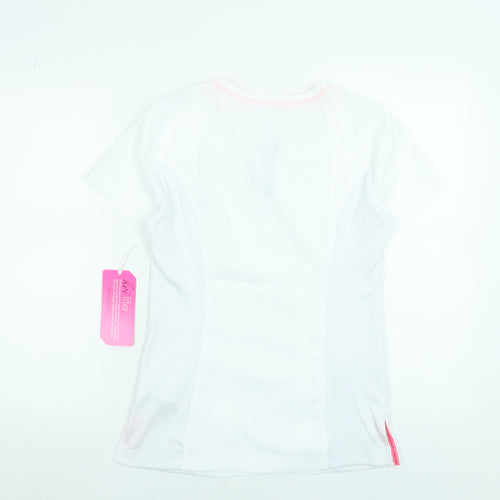 Koi Lite Women's White Slim Fit Zip T-Shirt Workwear Top S