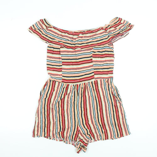 Xhilaration Women Multicoloured Stripe Off-Shoulder Playsuit Size S Rayon