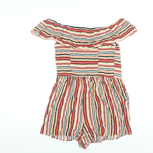 Xhilaration Women Multicoloured Stripe Off-Shoulder Playsuit Size S Rayon