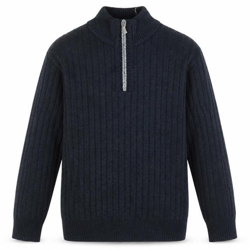 Brave Soul Men's Black XL Half Zip Rib-Knit Jumper