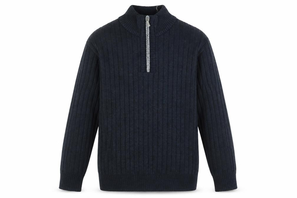 Brave Soul Men's Black XL Half Zip Rib-Knit Jumper