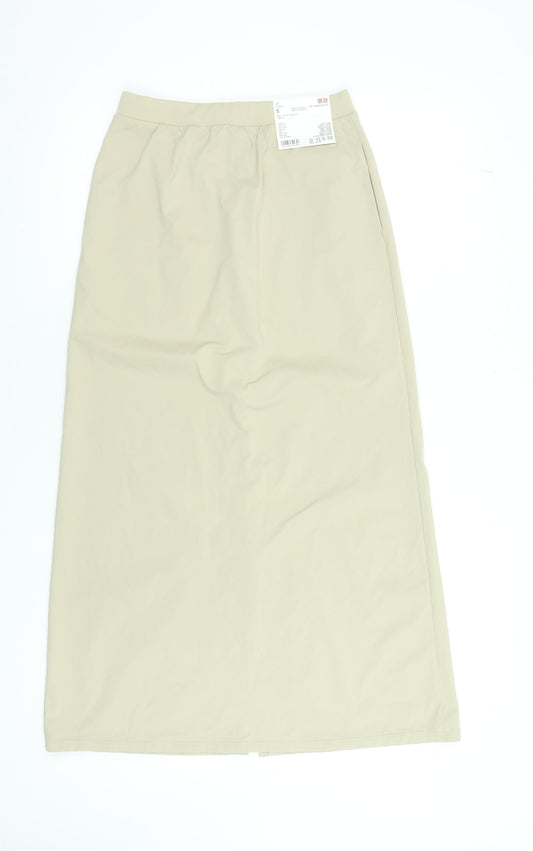 UNIQLO Women Beige Midi Stretch Straight Skirt Size S