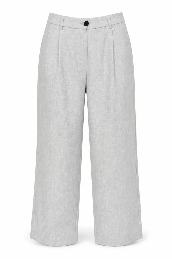 Nasty Gal Women's Grey High Rise Pleated Straight Leg Trousers Size M