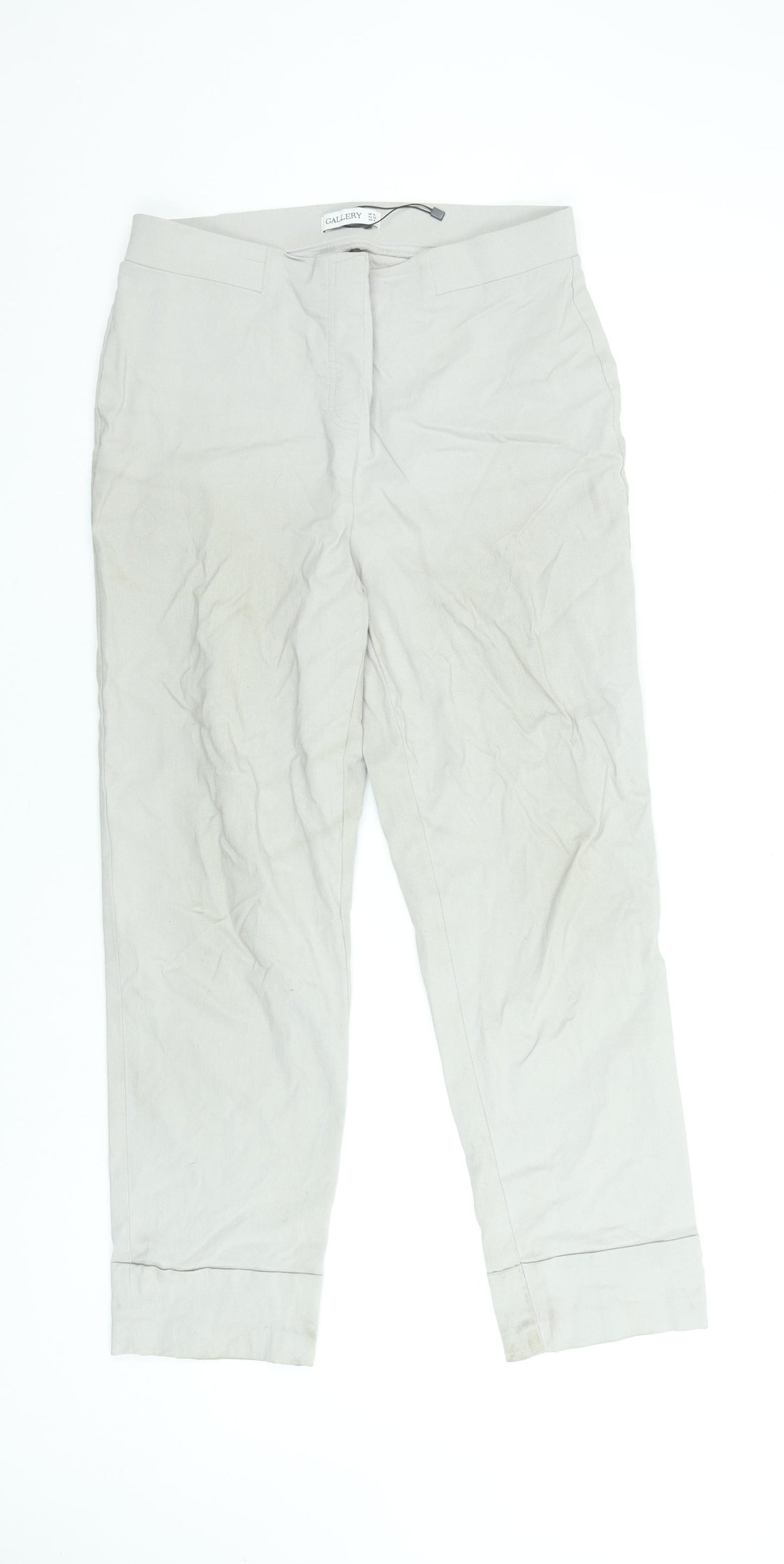 Gallery Women's Grey Cropped Viscose Stretch Trousers Size M
