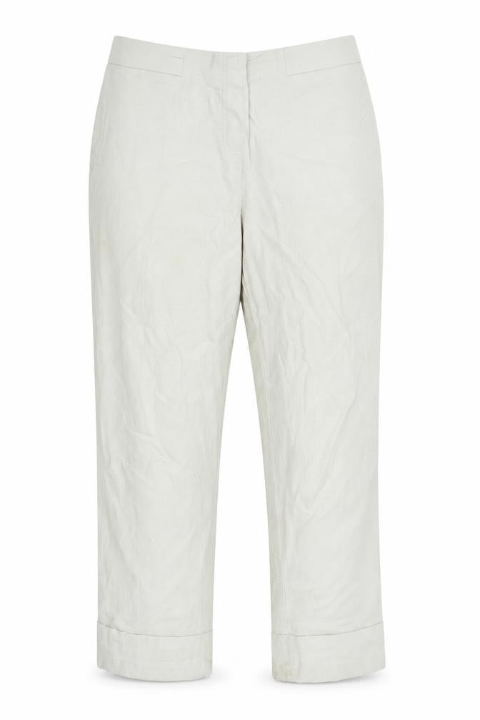 Front view of Gallery Women's Grey Cropped Viscose Stretch Trousers, size M