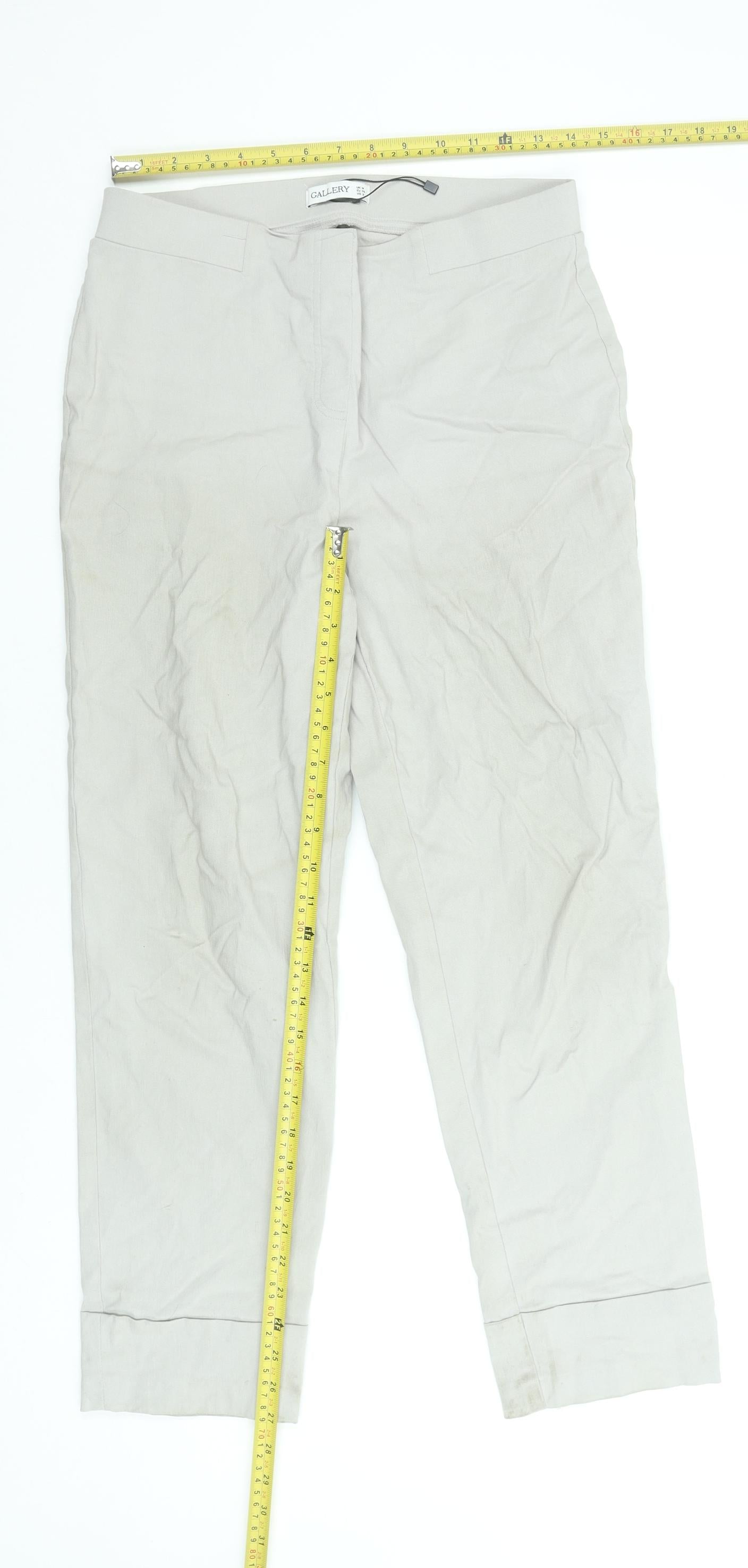 Gallery Women's Grey Cropped Viscose Stretch Trousers Size M