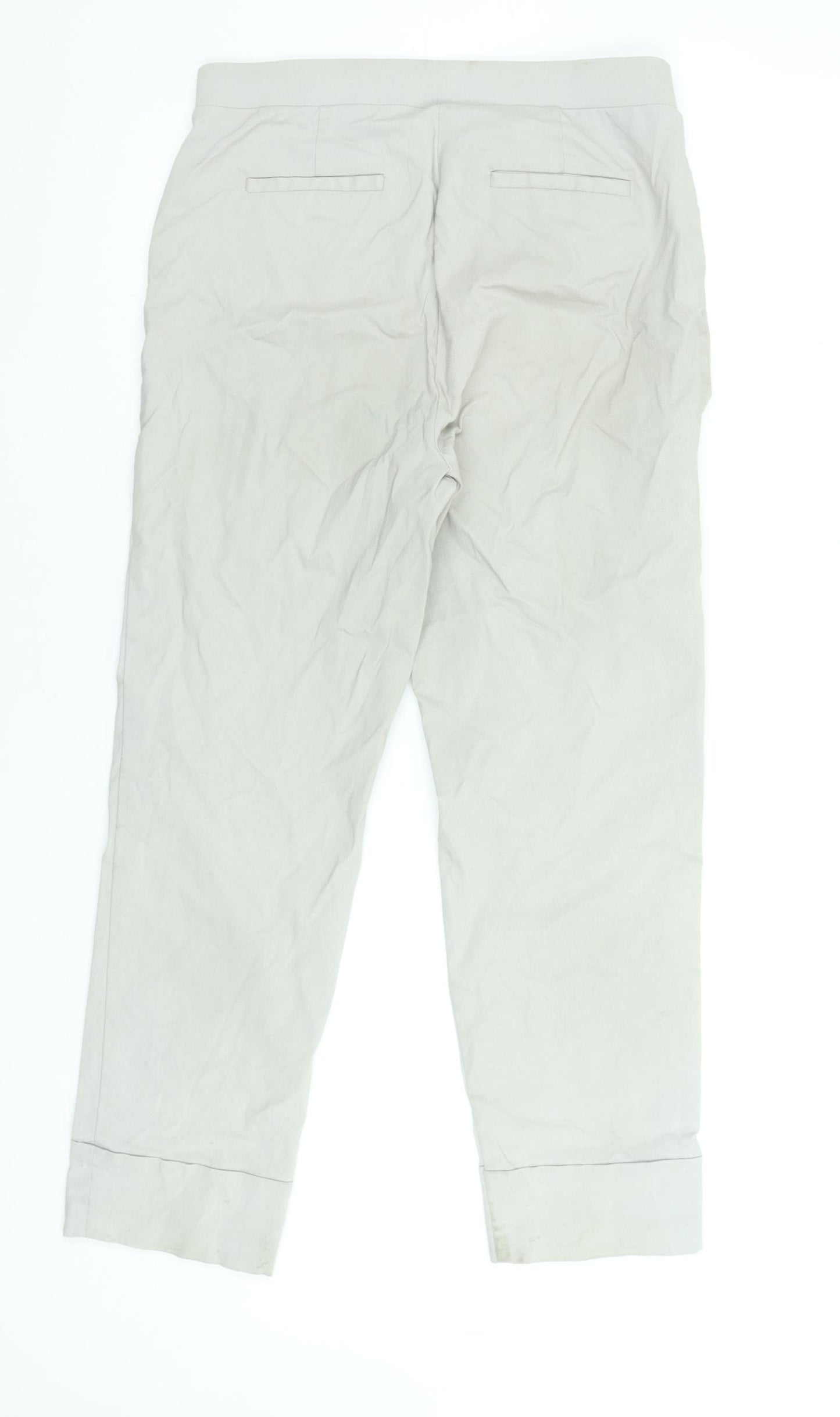 Gallery Women's Grey Cropped Viscose Stretch Trousers Size M