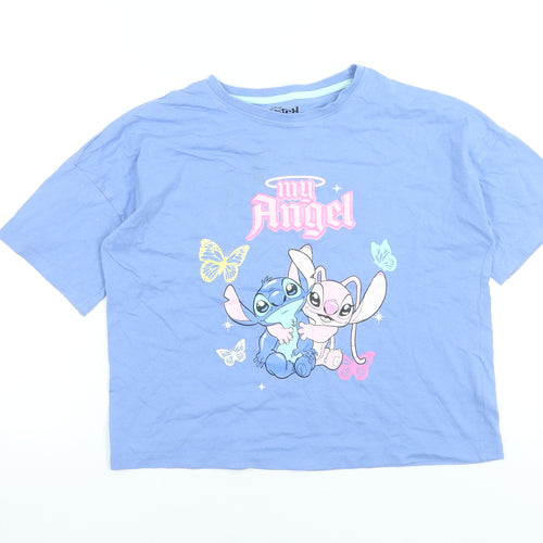 Disney Stitch Blue Cropped Teen Girls T-Shirt by Primark Size 14