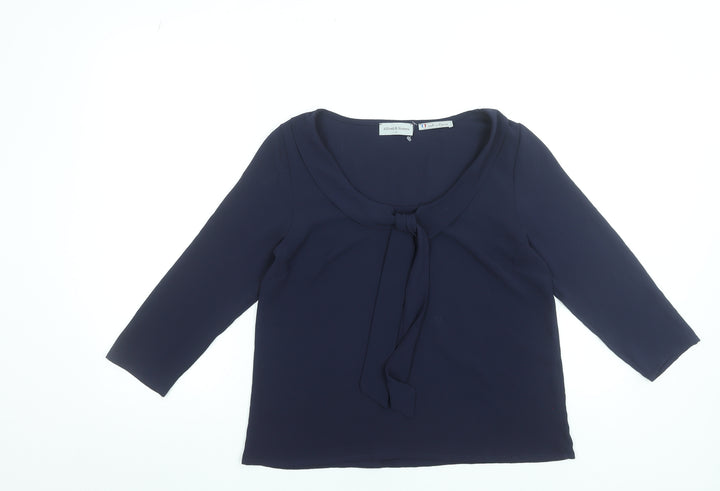 Alfred & Sisters Women's Navy Blue 3/4 Sleeve Bow Blouse Size S