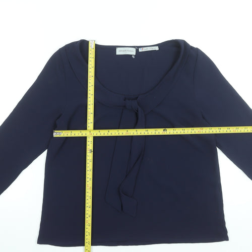Alfred & Sisters Women's Navy Blue 3/4 Sleeve Bow Blouse Size S