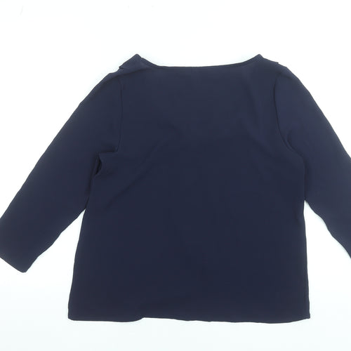 Alfred & Sisters Women's Navy Blue 3/4 Sleeve Bow Blouse Size S
