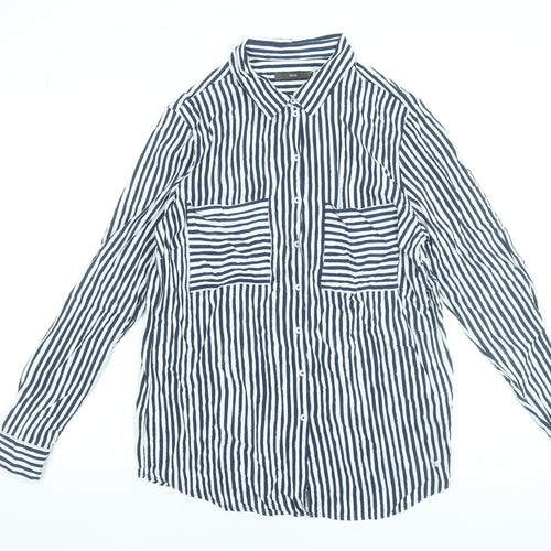 Brax Womens Blue White Striped Button-Up Shirt Size 14